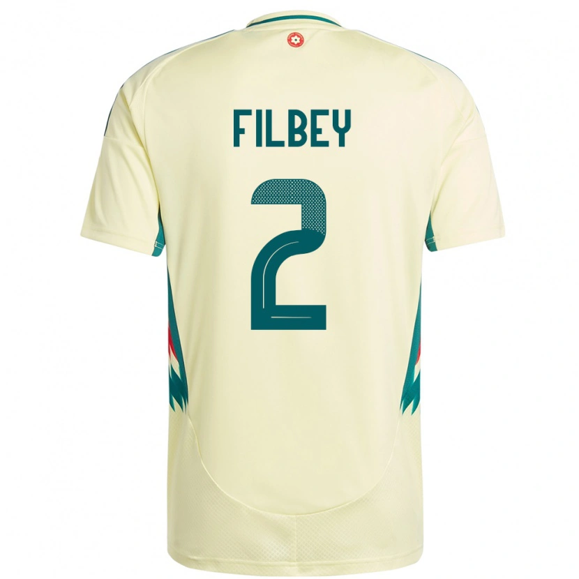 Danxen Enfant Maillot Pays De Galles Anna Filbey #2 Beige Jaune Tenues Extérieur 24-26 T-Shirt