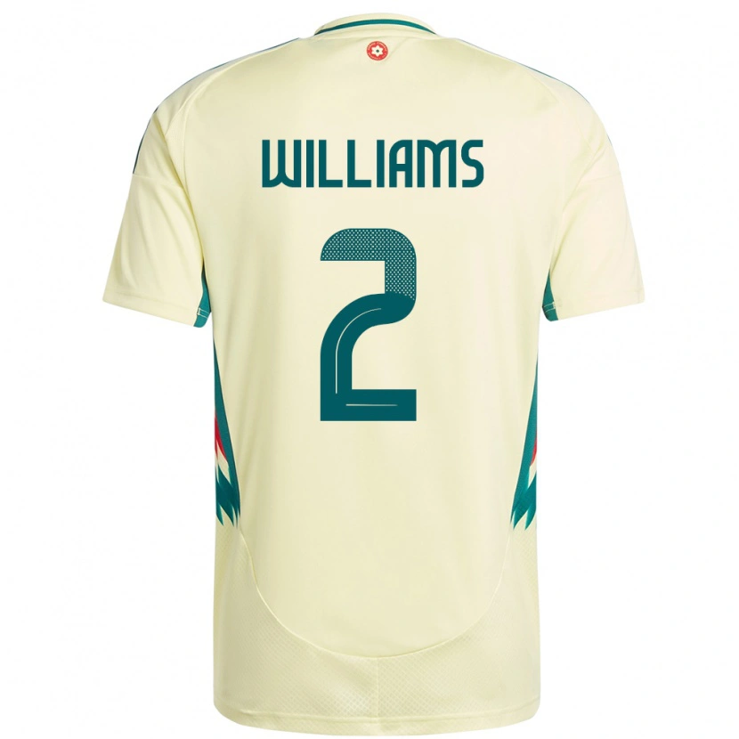 Danxen Enfant Maillot Pays De Galles Morgan Williams #2 Beige Jaune Tenues Extérieur 24-26 T-Shirt