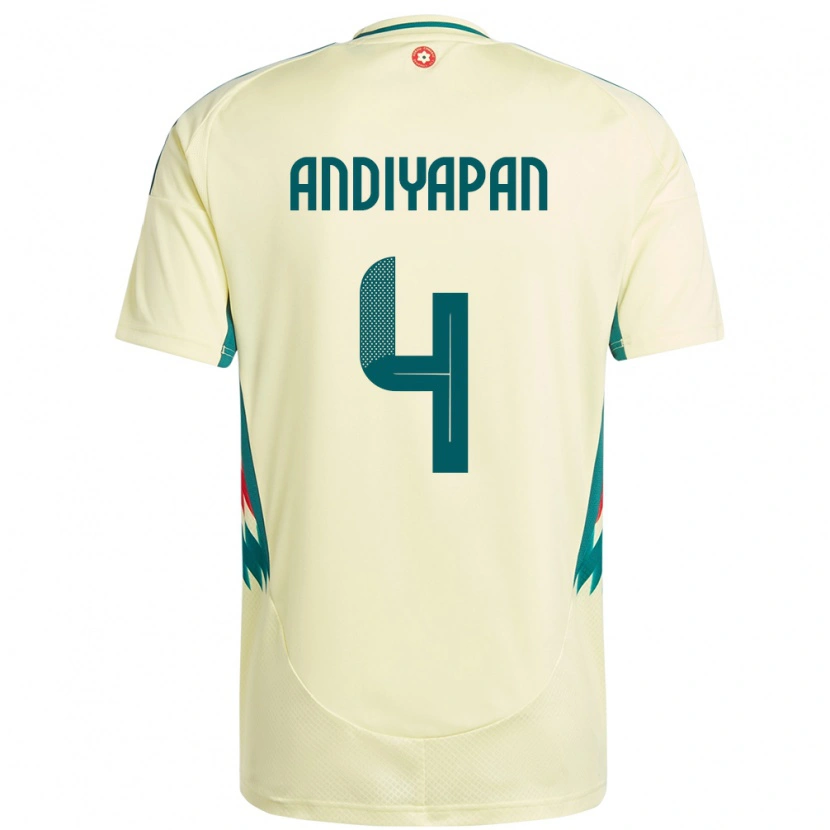 Danxen Enfant Maillot Pays De Galles William Andiyapan #4 Beige Jaune Tenues Extérieur 24-26 T-Shirt