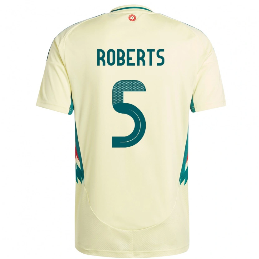 Danxen Enfant Maillot Pays De Galles Rhiannon Roberts #5 Beige Jaune Tenues Extérieur 24-26 T-Shirt