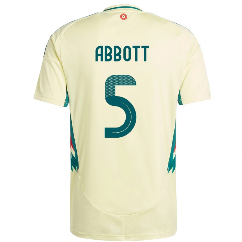 Danxen Enfant Maillot Pays De Galles George Abbott #5 Beige Jaune Tenues Extérieur 24-26 T-Shirt