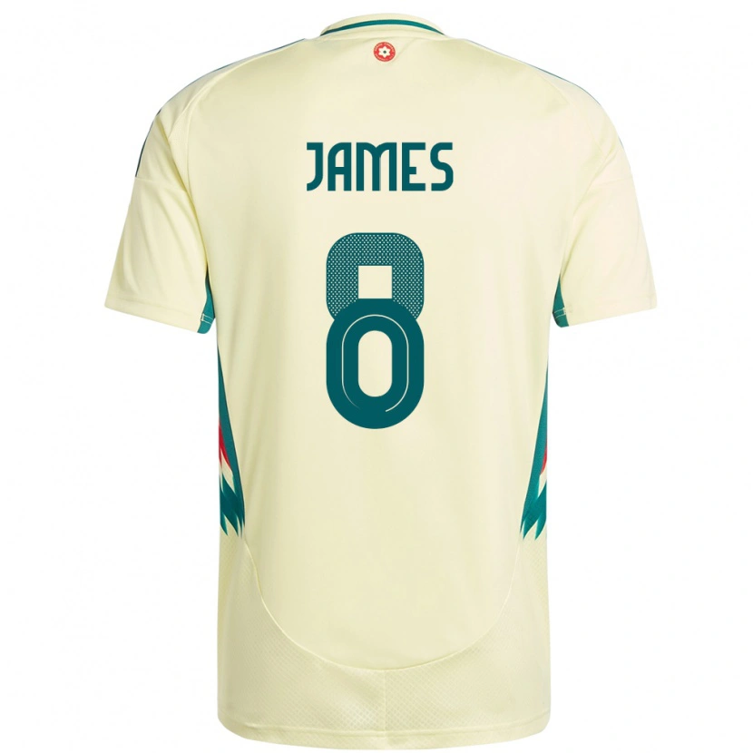 Danxen Enfant Maillot Pays De Galles Angharad James #8 Beige Jaune Tenues Extérieur 24-26 T-Shirt