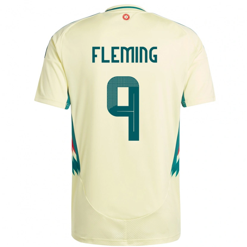 Danxen Enfant Maillot Pays De Galles Cole Fleming #9 Beige Jaune Tenues Extérieur 24-26 T-Shirt