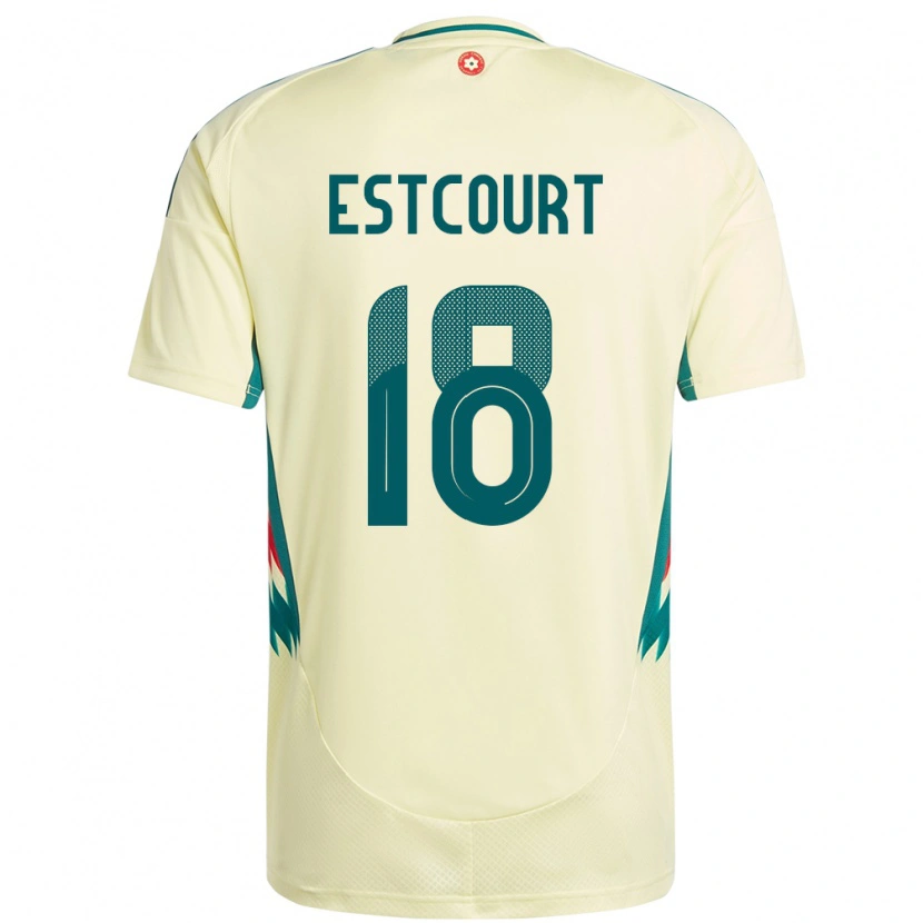 Danxen Enfant Maillot Pays De Galles Charlie Estcourt #18 Beige Jaune Tenues Extérieur 24-26 T-Shirt
