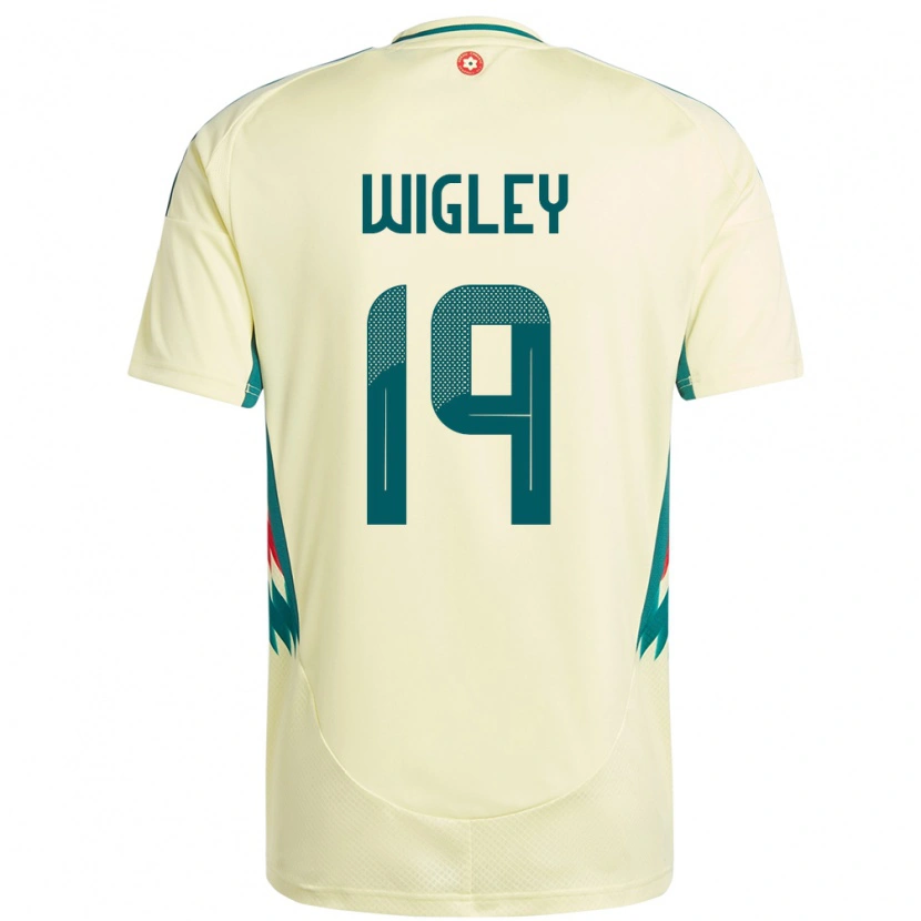 Danxen Enfant Maillot Pays De Galles Morgan Wigley #19 Beige Jaune Tenues Extérieur 24-26 T-Shirt