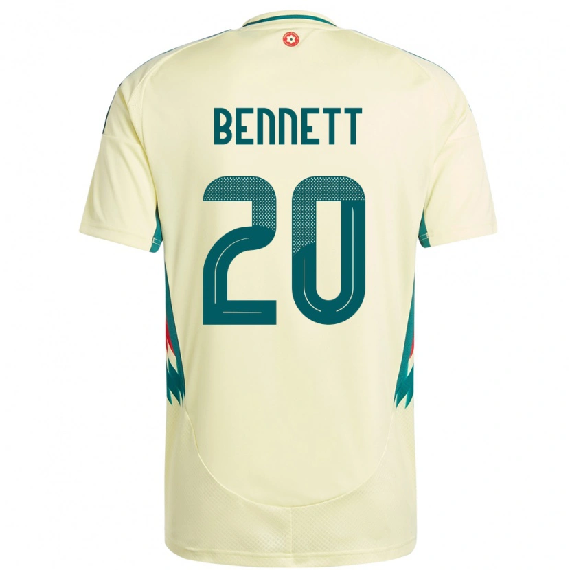 Danxen Enfant Maillot Pays De Galles Aaron Bennett #20 Beige Jaune Tenues Extérieur 24-26 T-Shirt