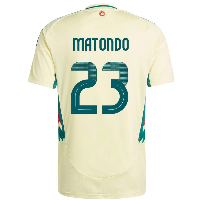 Danxen Enfant Maillot Pays De Galles Rabbi Matondo #23 Beige Jaune Tenues Extérieur 24-26 T-Shirt