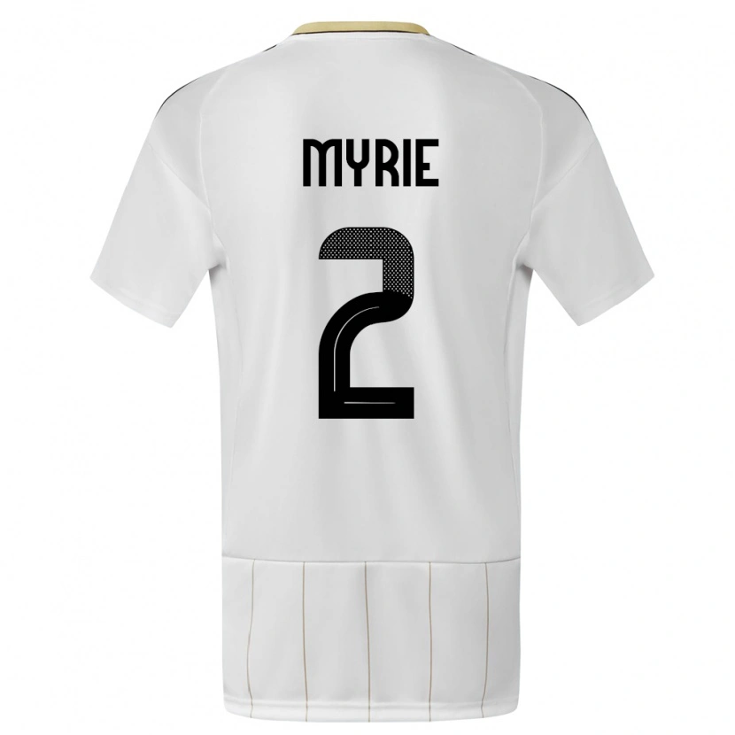 Danxen Enfant Maillot Costa Rica Kenan Myrie #2 Blanc Tenues Extérieur 24-26 T-Shirt