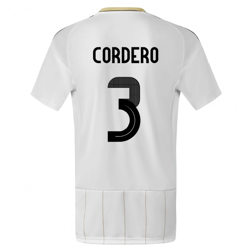 Danxen Enfant Maillot Costa Rica Thiago Cordero #3 Blanc Tenues Extérieur 24-26 T-Shirt