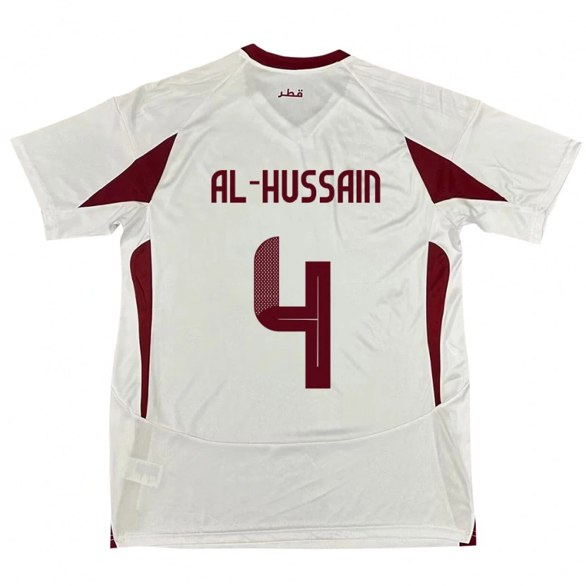 Danxen Enfant Maillot Qatar Al-Hashmi Al-Hussain #4 Blanc Tenues Extérieur 24-26 T-Shirt