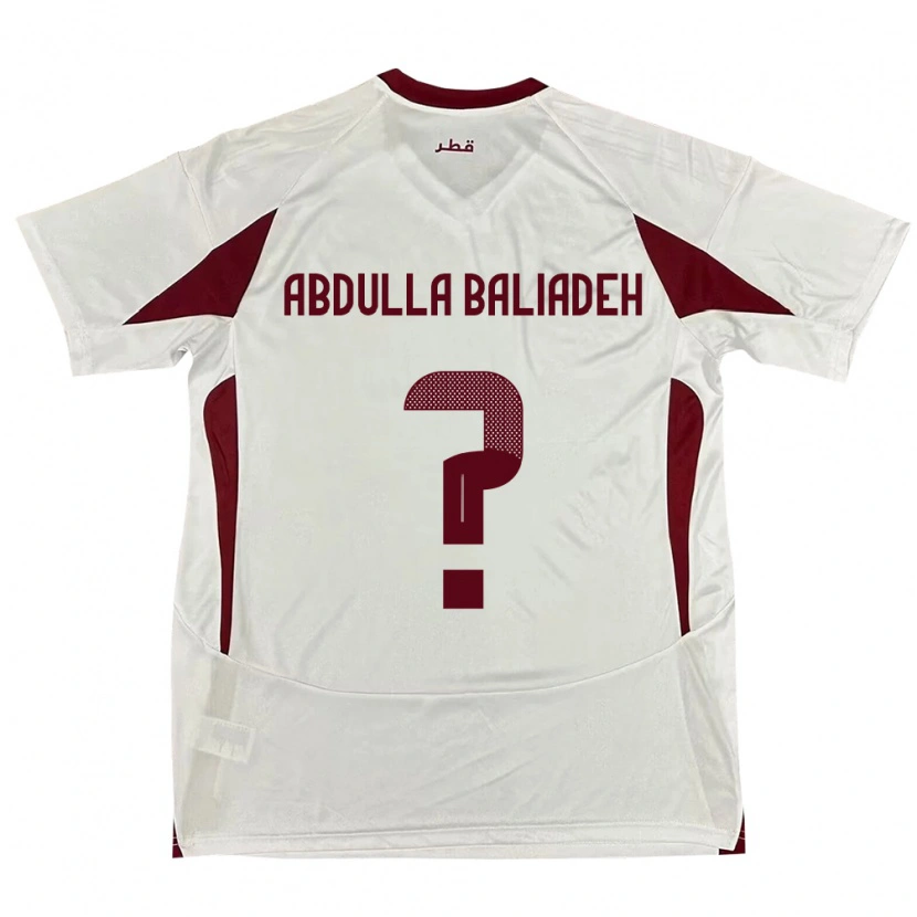 Danxen Enfant Maillot Qatar Yousef Abdulla Baliadeh #0 Blanc Tenues Extérieur 24-26 T-Shirt