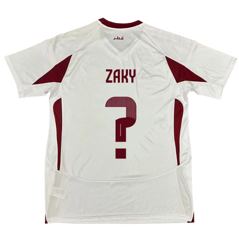 Danxen Enfant Maillot Qatar Abdelrahman Zaky #0 Blanc Tenues Extérieur 24-26 T-Shirt