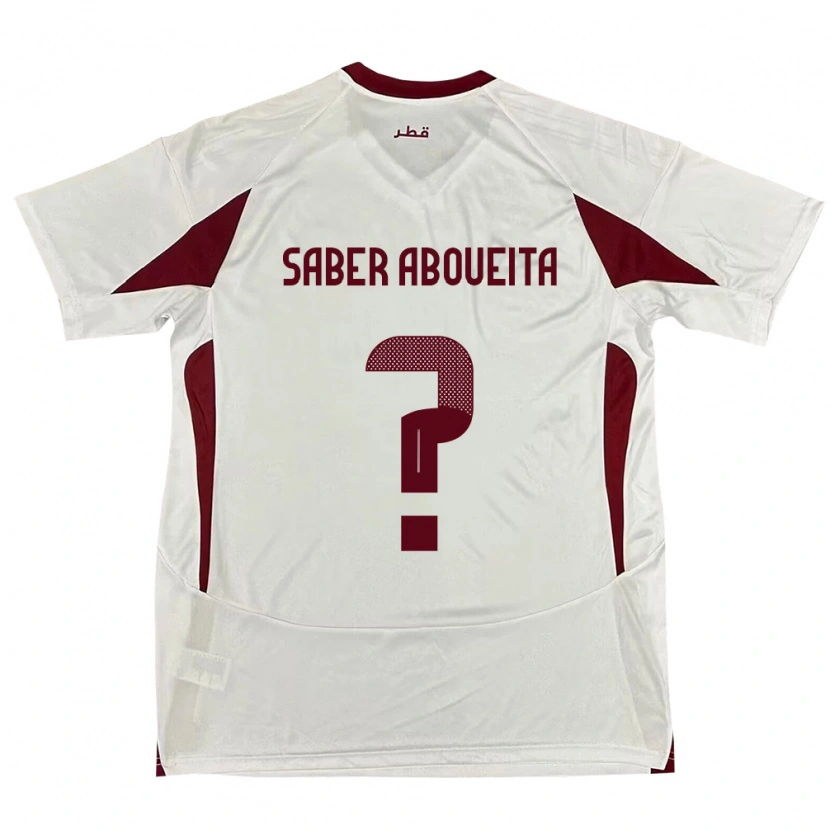 Danxen Enfant Maillot Qatar Ahmed Saber Aboueita #0 Blanc Tenues Extérieur 24-26 T-Shirt