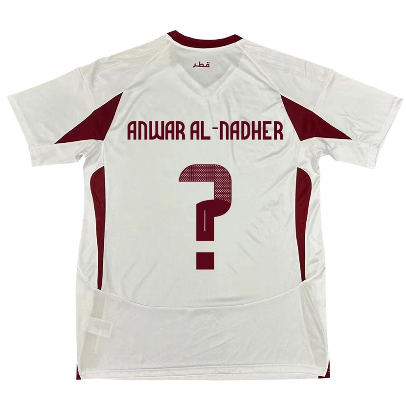 Danxen Enfant Maillot Qatar Salman Anwar Al-Nadher #0 Blanc Tenues Extérieur 24-26 T-Shirt