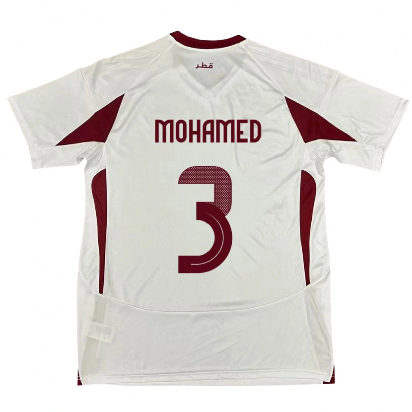 Danxen Enfant Maillot Qatar Motaman Mohamed #3 Blanc Tenues Extérieur 24-26 T-Shirt