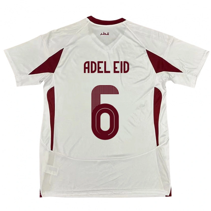 Danxen Enfant Maillot Qatar Bassam Adel Eid #6 Blanc Tenues Extérieur 24-26 T-Shirt