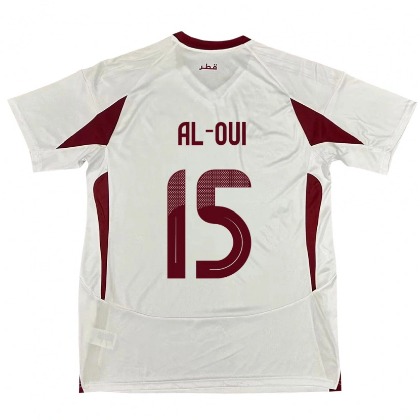 Danxen Enfant Maillot Qatar Ayoub Al-Oui #15 Blanc Tenues Extérieur 24-26 T-Shirt