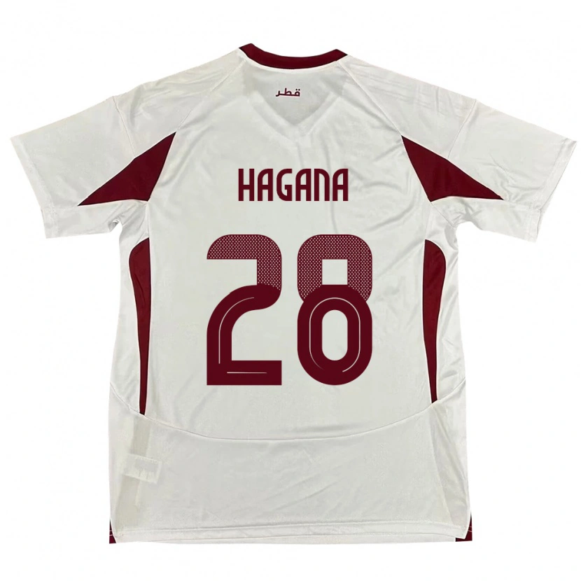 Danxen Enfant Maillot Qatar Ahmed Hagana #28 Blanc Tenues Extérieur 24-26 T-Shirt