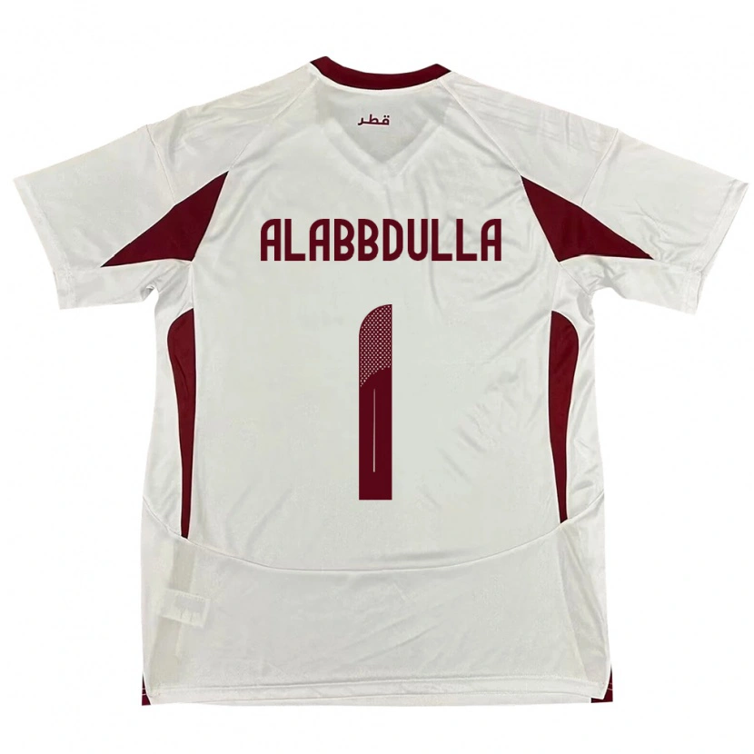 Danxen Enfant Maillot Qatar Latifa Alabbdulla #1 Blanc Tenues Extérieur 24-26 T-Shirt