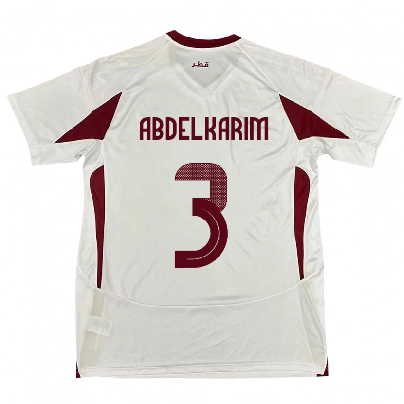 Danxen Enfant Maillot Qatar Abdelkarim Hassan #3 Blanc Tenues Extérieur 24-26 T-Shirt