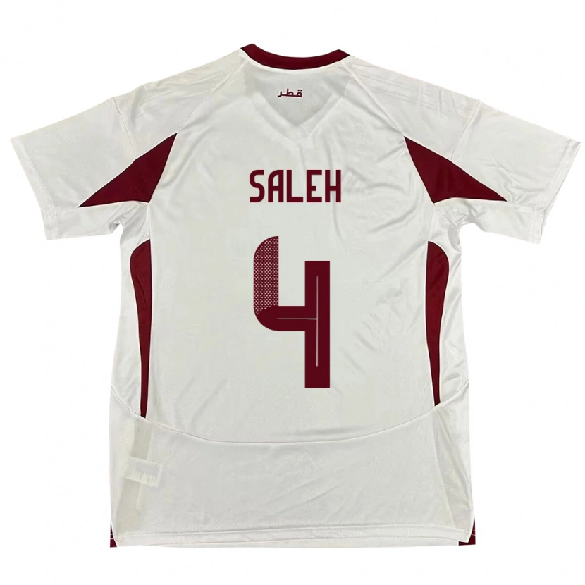 Danxen Enfant Maillot Qatar Hagar Saleh #4 Blanc Tenues Extérieur 24-26 T-Shirt