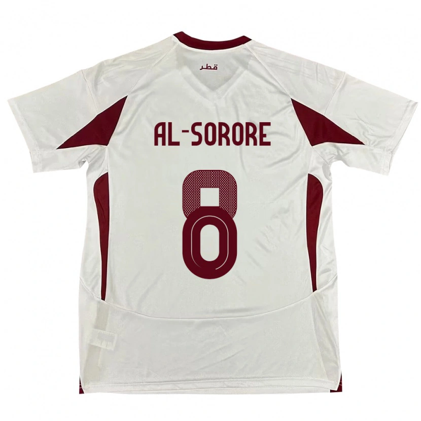 Danxen Enfant Maillot Qatar Asma Al Sorore #8 Blanc Tenues Extérieur 24-26 T-Shirt