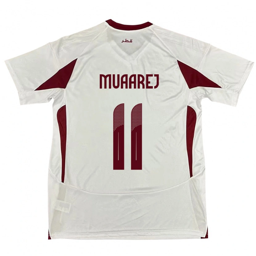 Danxen Enfant Maillot Qatar Mooza Muaarej #11 Blanc Tenues Extérieur 24-26 T-Shirt