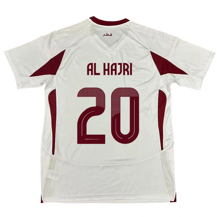 Danxen Enfant Maillot Qatar Salem Al Hajri #20 Blanc Tenues Extérieur 24-26 T-Shirt