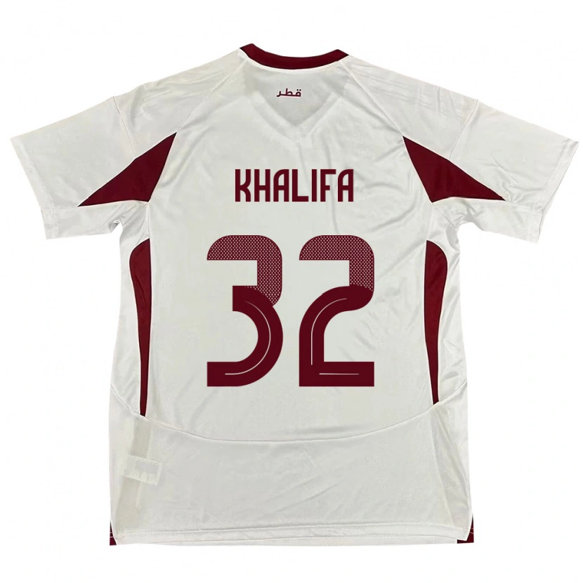 Danxen Enfant Maillot Qatar Duana Khalifa #32 Blanc Tenues Extérieur 24-26 T-Shirt