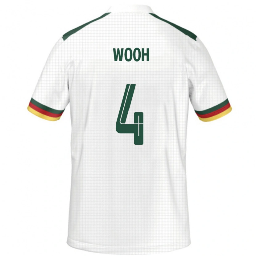 Danxen Enfant Maillot Cameroun Christopher Wooh #4 Blanc Tenues Extérieur 24-26 T-Shirt