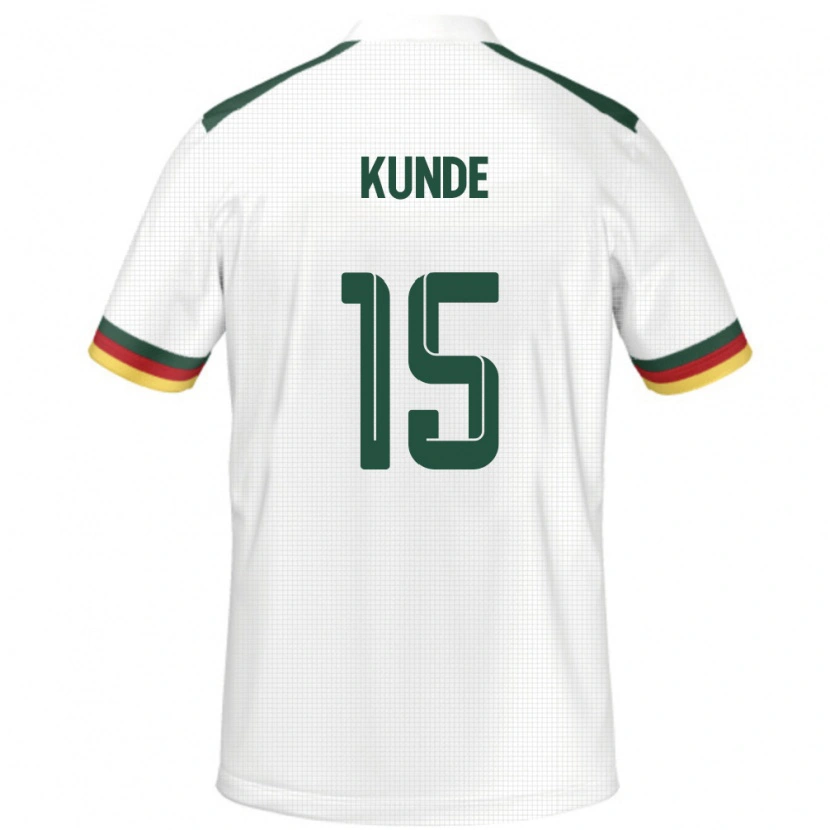 Danxen Enfant Maillot Cameroun Pierre Kunde #15 Blanc Tenues Extérieur 24-26 T-Shirt