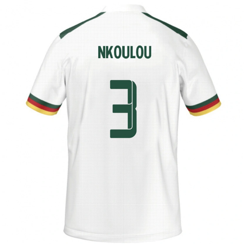 Danxen Enfant Maillot Cameroun Nicolas Nkoulou #3 Blanc Tenues Extérieur 24-26 T-Shirt
