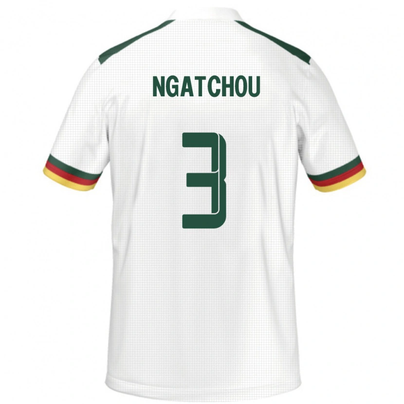 Danxen Enfant Maillot Cameroun Ricky Ngatchou Kamtchouang #3 Blanc Tenues Extérieur 24-26 T-Shirt