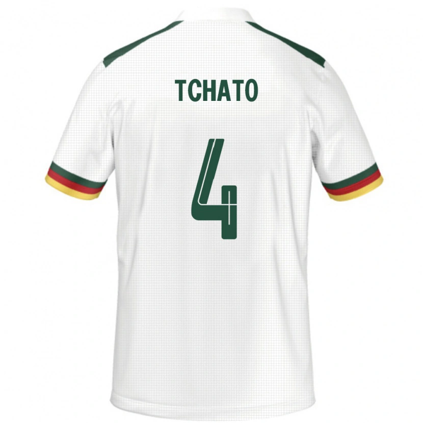 Danxen Enfant Maillot Cameroun Enzo Tchato #4 Blanc Tenues Extérieur 24-26 T-Shirt