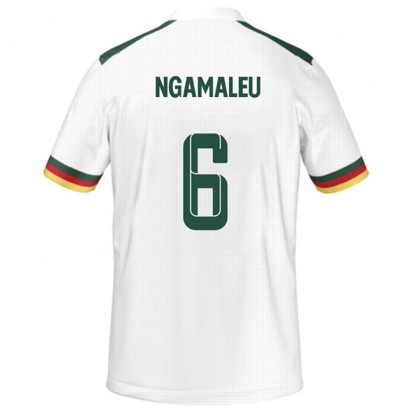 Danxen Enfant Maillot Cameroun Nicolas Ngamaleu #6 Blanc Tenues Extérieur 24-26 T-Shirt