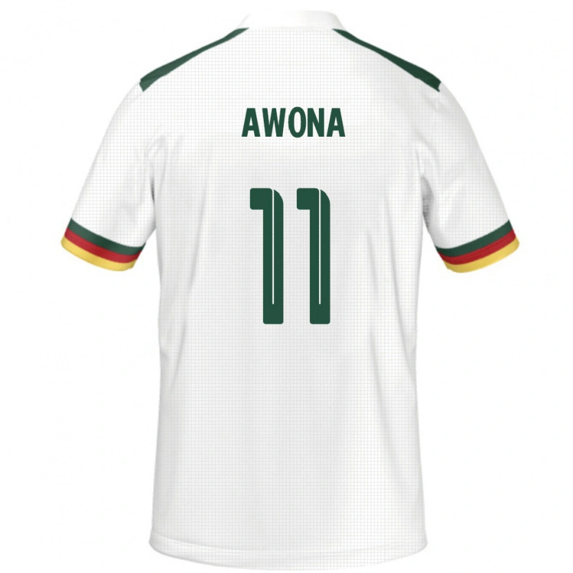 Danxen Enfant Maillot Cameroun Aurelle Awona #11 Blanc Tenues Extérieur 24-26 T-Shirt