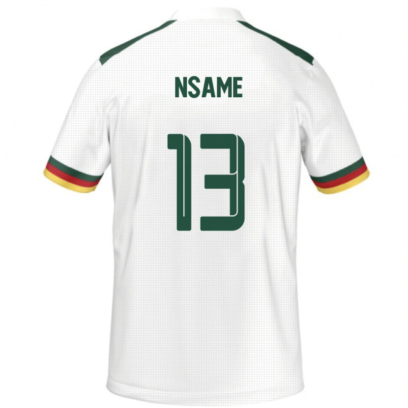 Danxen Enfant Maillot Cameroun Jean-Pierre Nsame #13 Blanc Tenues Extérieur 24-26 T-Shirt