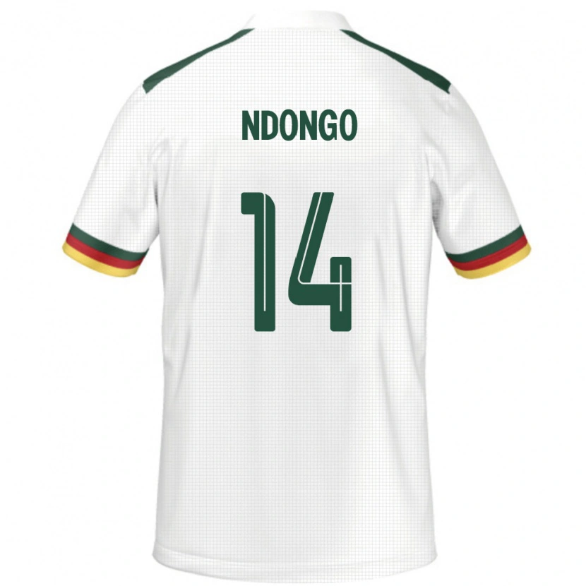 Danxen Enfant Maillot Cameroun Nassourou Ndongo #14 Blanc Tenues Extérieur 24-26 T-Shirt