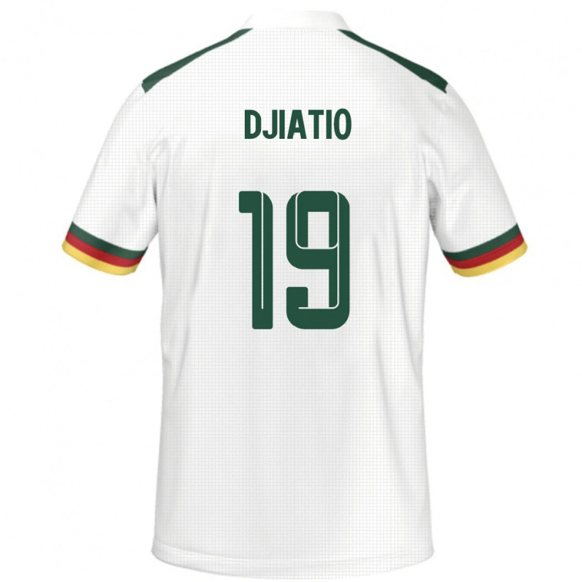 Danxen Enfant Maillot Cameroun Doly Djiatio #19 Blanc Tenues Extérieur 24-26 T-Shirt