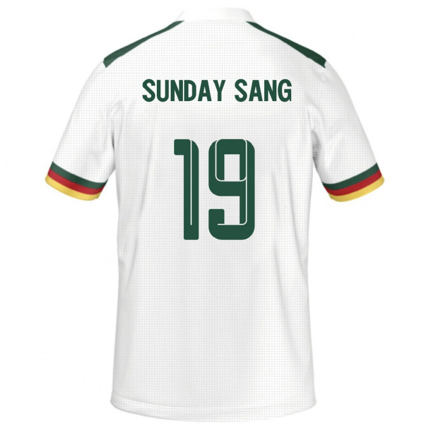 Danxen Enfant Maillot Cameroun Junior Sunday Sang #19 Blanc Tenues Extérieur 24-26 T-Shirt