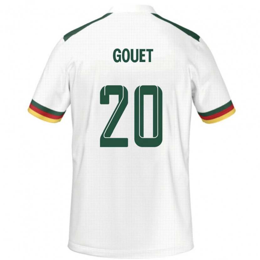 Danxen Enfant Maillot Cameroun Samuel Oum Gouet #20 Blanc Tenues Extérieur 24-26 T-Shirt