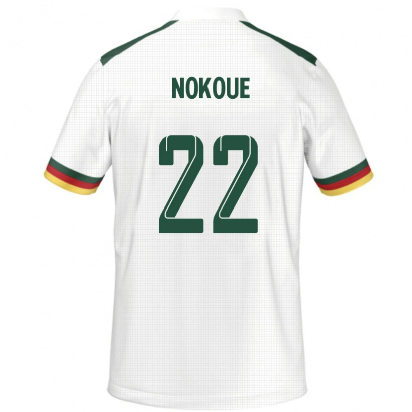 Danxen Enfant Maillot Cameroun Bryan Djile Nokoue #22 Blanc Tenues Extérieur 24-26 T-Shirt