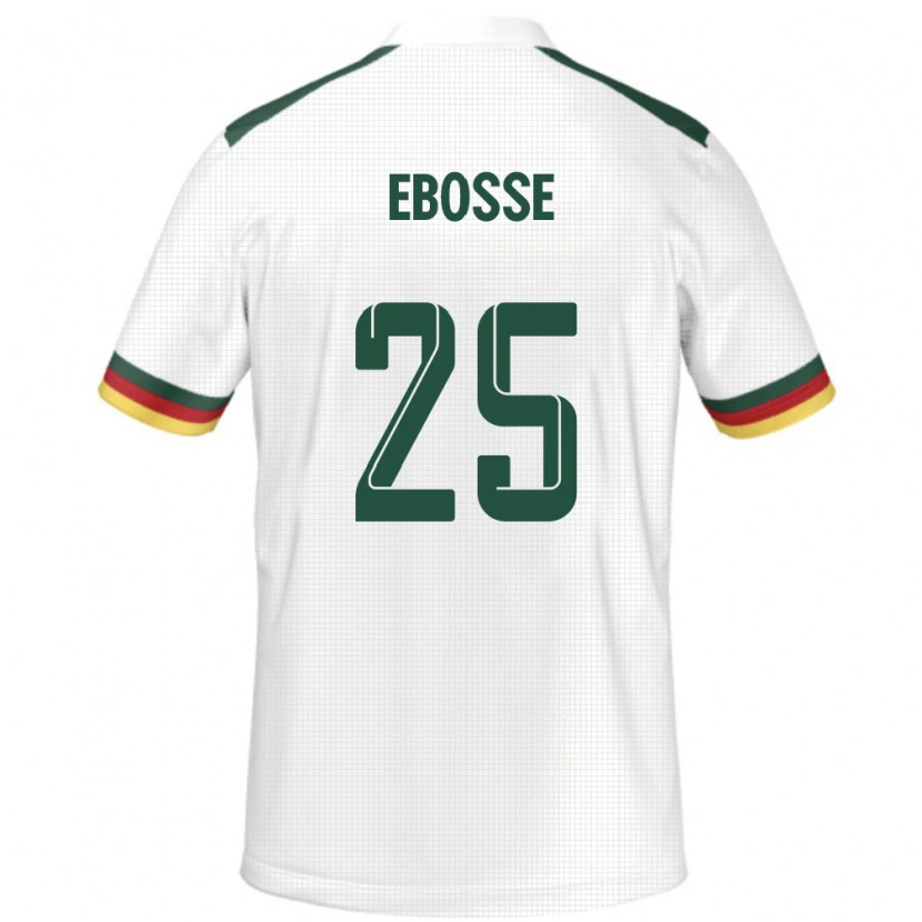 Danxen Enfant Maillot Cameroun Enzo Ebosse #25 Blanc Tenues Extérieur 24-26 T-Shirt