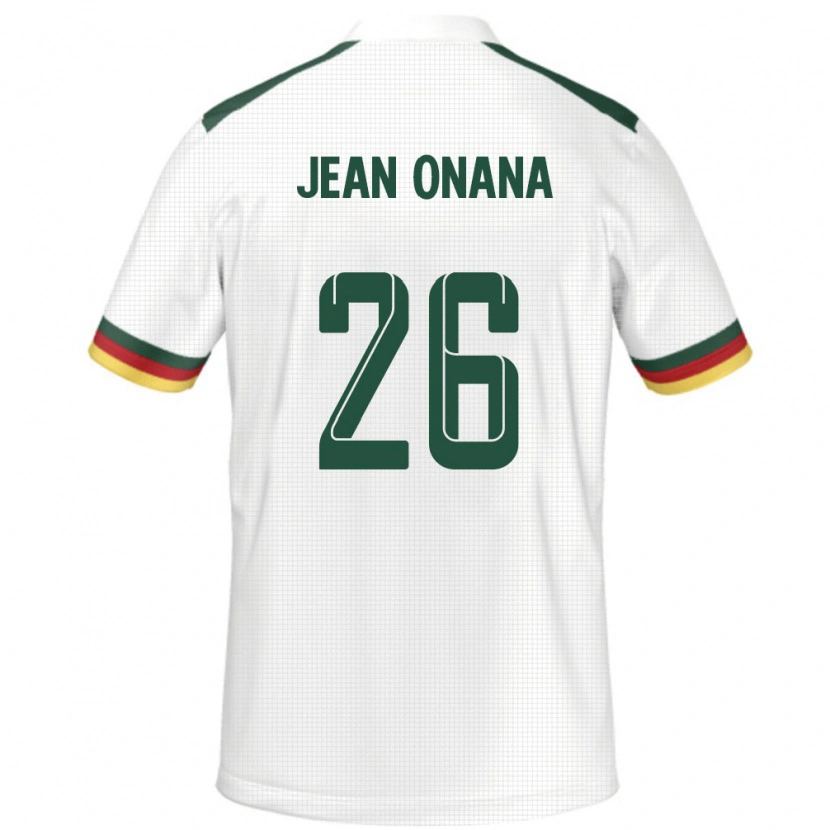 Danxen Enfant Maillot Cameroun Jean Onana #26 Blanc Tenues Extérieur 24-26 T-Shirt