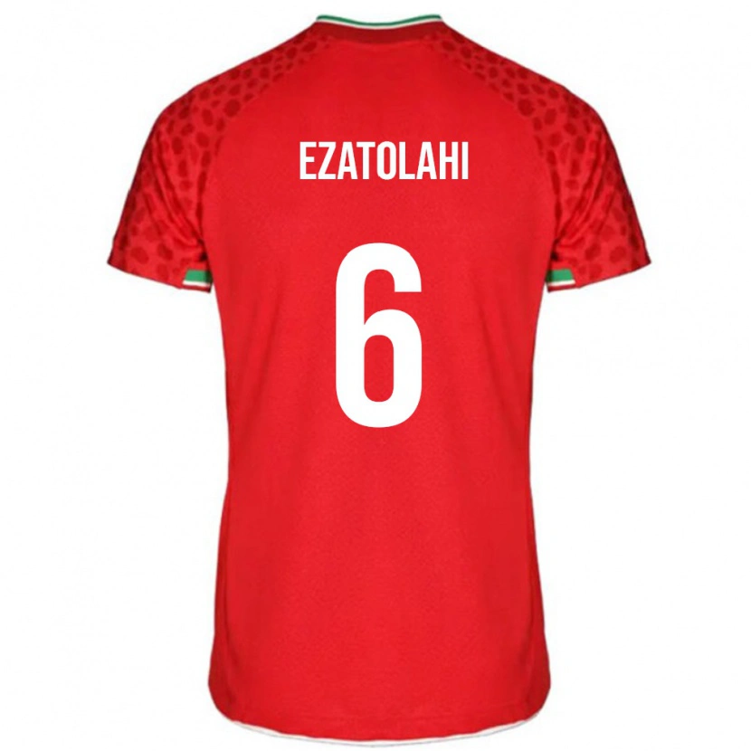 Danxen Enfant Maillot Iran Saeid Ezatolahi #6 Rouge Tenues Extérieur 24-26 T-Shirt