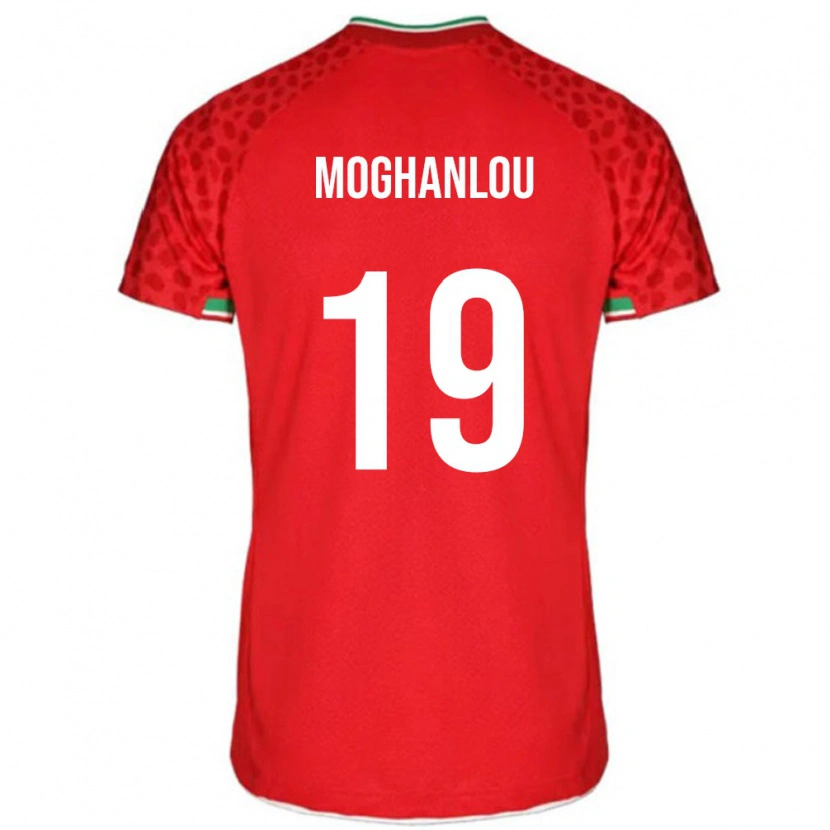 Danxen Enfant Maillot Iran Shahriar Moghanlou #19 Rouge Tenues Extérieur 24-26 T-Shirt