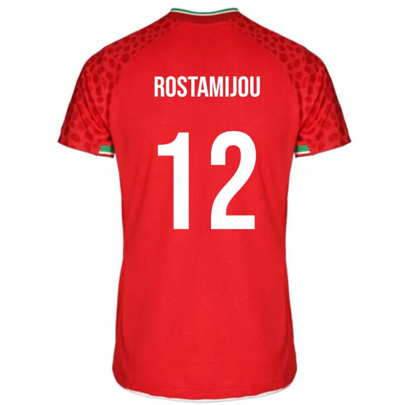Danxen Enfant Maillot Iran Alireza Rostamijou #12 Rouge Tenues Extérieur 24-26 T-Shirt
