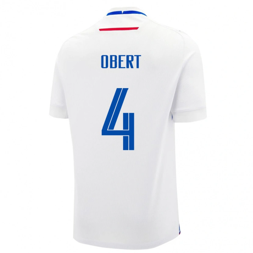 Danxen Enfant Maillot Slovaquie Adam Obert #4 Blanc Tenues Extérieur 24-26 T-Shirt