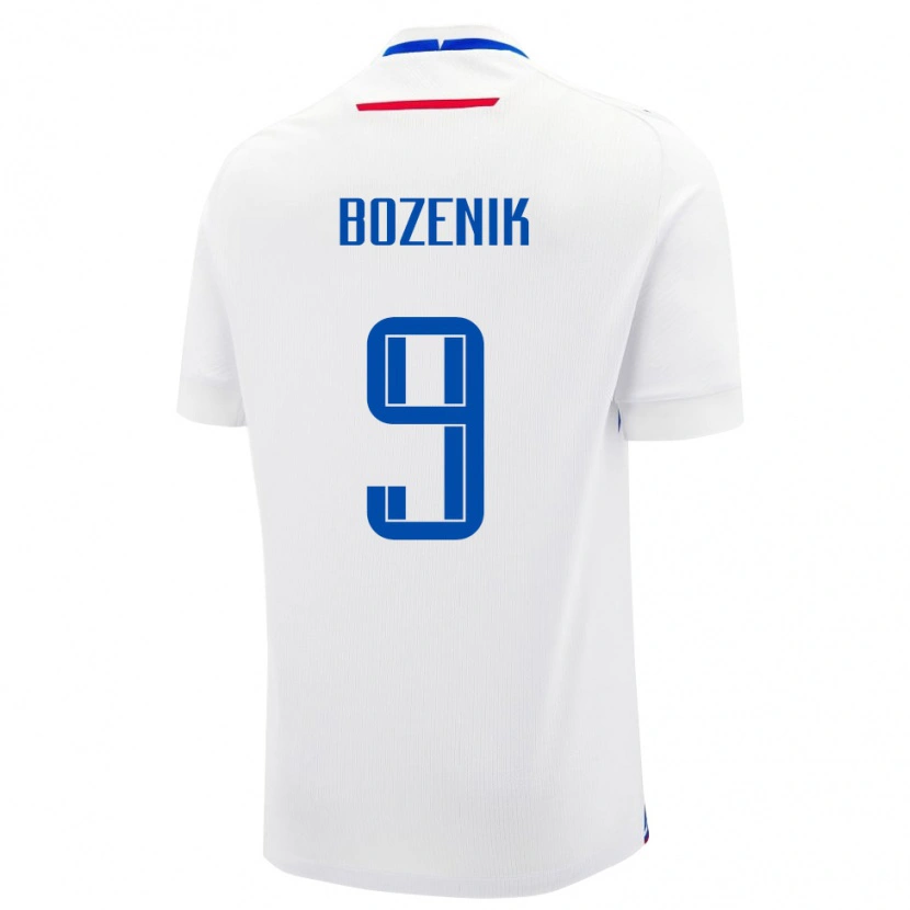 Danxen Enfant Maillot Slovaquie Robert Bozenik #9 Blanc Tenues Extérieur 24-26 T-Shirt