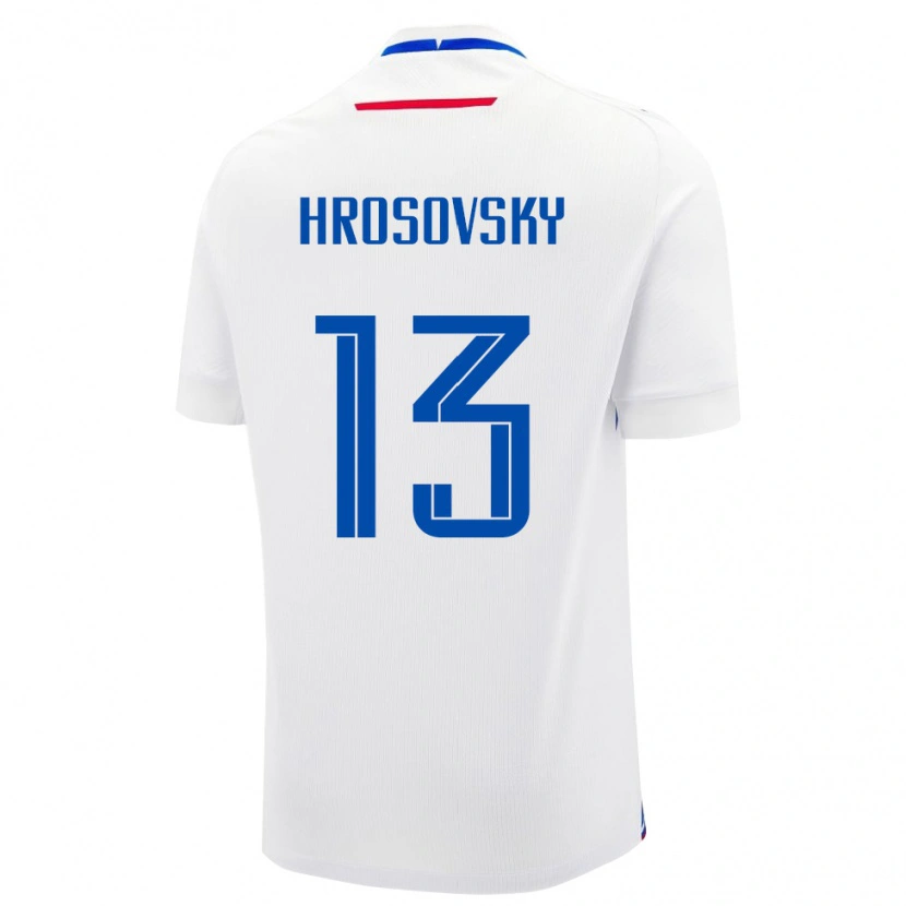 Danxen Enfant Maillot Slovaquie Patrik Hrosovsky #13 Blanc Tenues Extérieur 24-26 T-Shirt